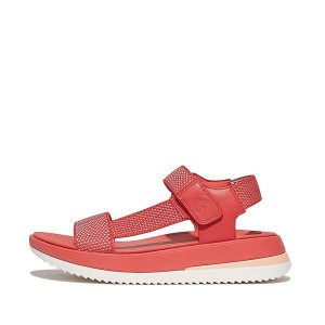 Women's FitFlop Surff Two Tone Sports Webbing Leather Back-Strap Sandals Coral | 168YMWQBS