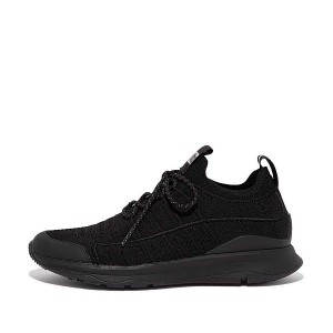 Women's FitFlop Vitamin Ff Knit Sports Sneakers Black | 760KSDBVY