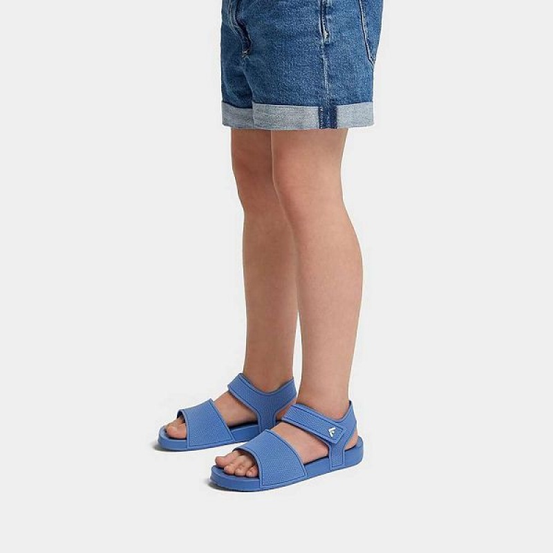 Kids' FitFlop Iqushion Junior Ergonomic Back-Strap Sandals Blue | 451RTEFNP