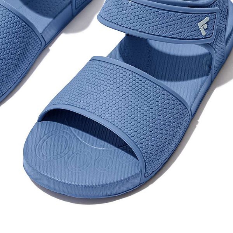 Kids' FitFlop Iqushion Junior Ergonomic Back-Strap Sandals Blue | 451RTEFNP