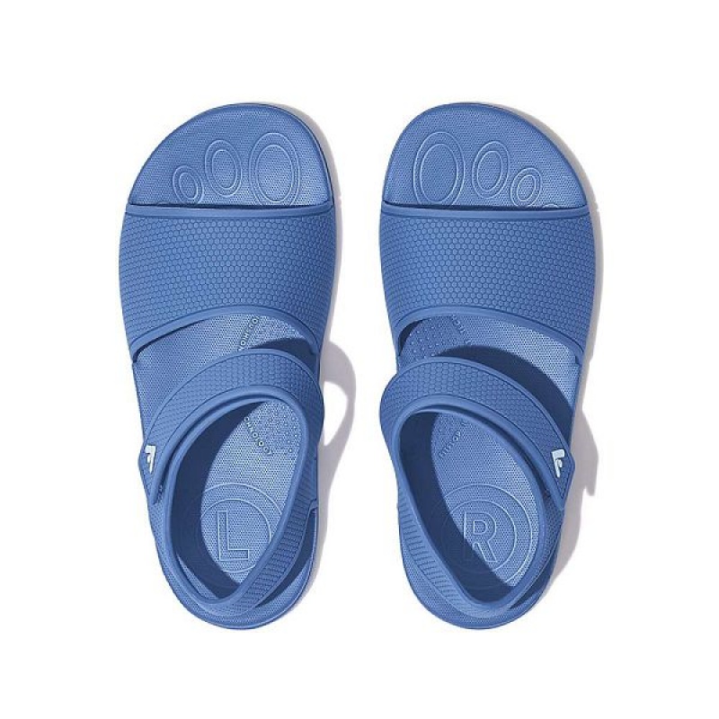 Kids' FitFlop Iqushion Junior Ergonomic Back-Strap Sandals Blue | 451RTEFNP