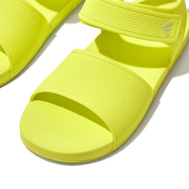 Kids' FitFlop Iqushion Junior Ergonomic Back-Strap Sandals Yellow | 371GUWNIK