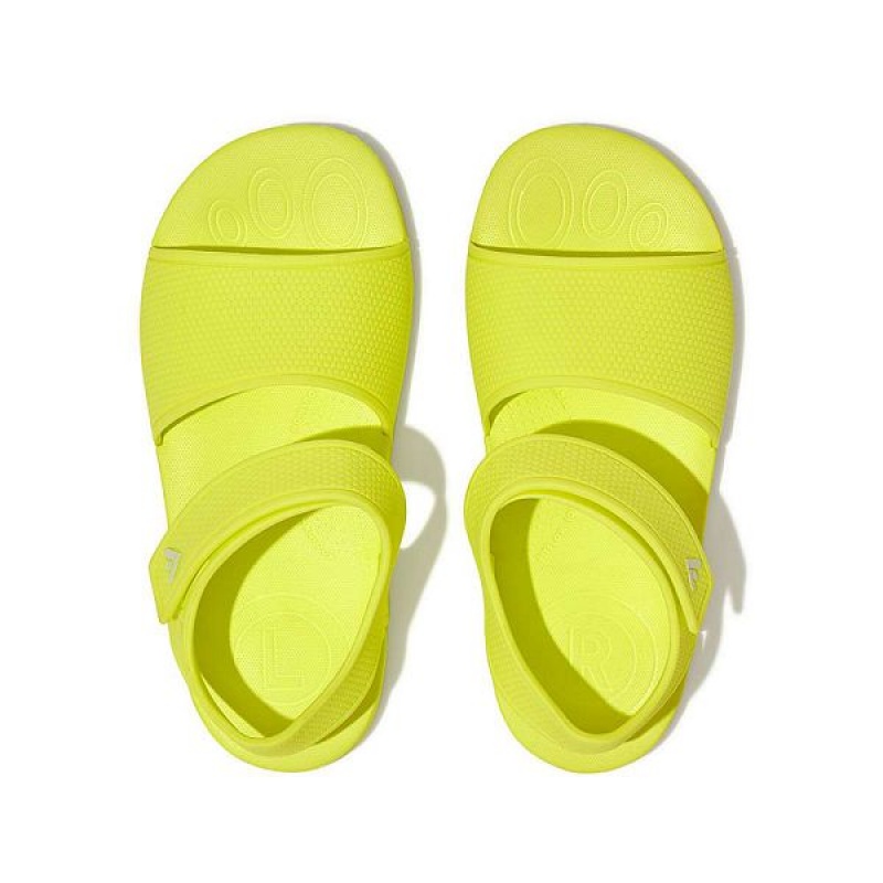 Kids' FitFlop Iqushion Junior Ergonomic Back-Strap Sandals Yellow | 371GUWNIK