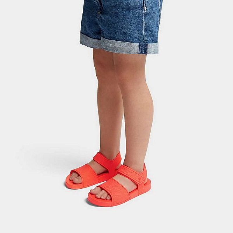 Kids' FitFlop Iqushion Junior Ergonomic Back-Strap Sandals Orange | 054UEVOGA