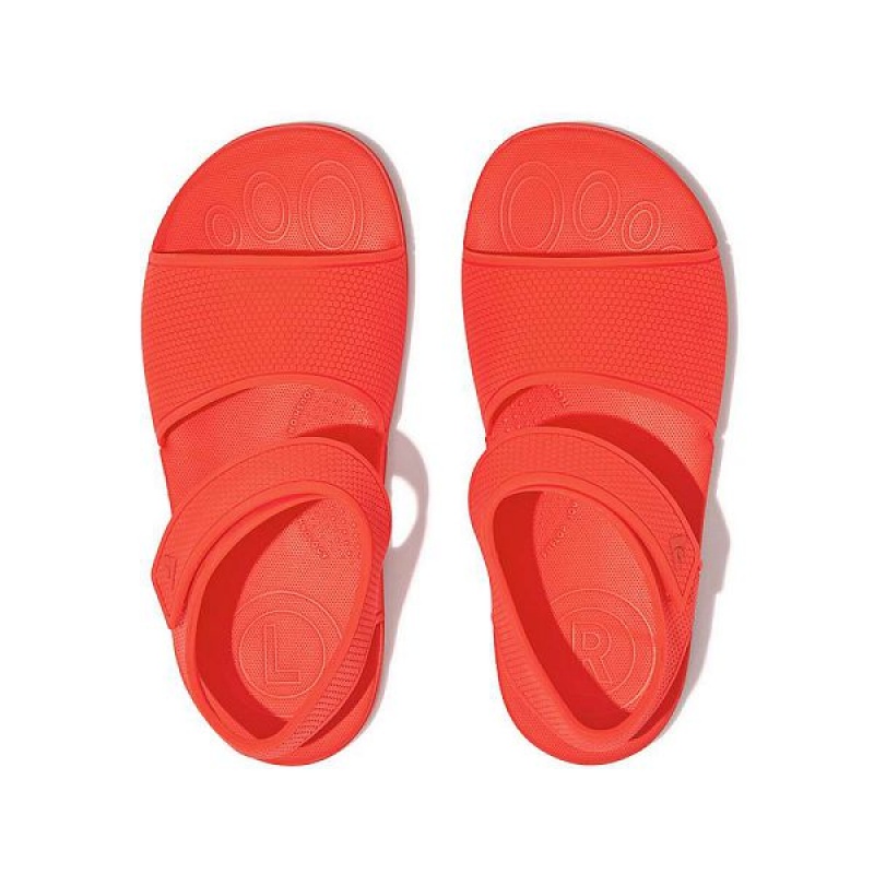 Kids' FitFlop Iqushion Junior Ergonomic Back-Strap Sandals Orange | 054UEVOGA