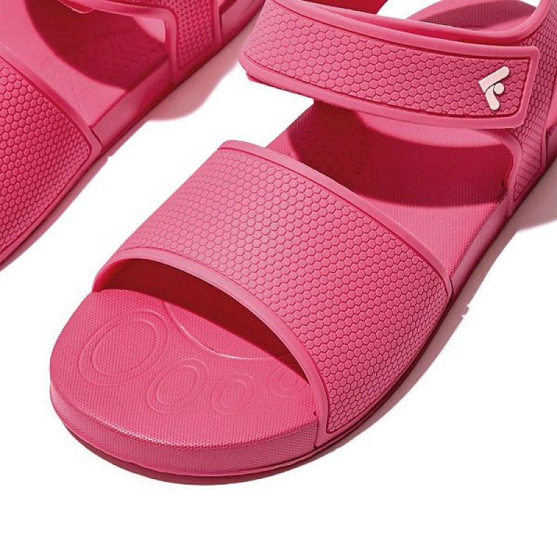 Kids' FitFlop Iqushion Junior Ergonomic Back-Strap Sandals Pink | 061QUTBWX