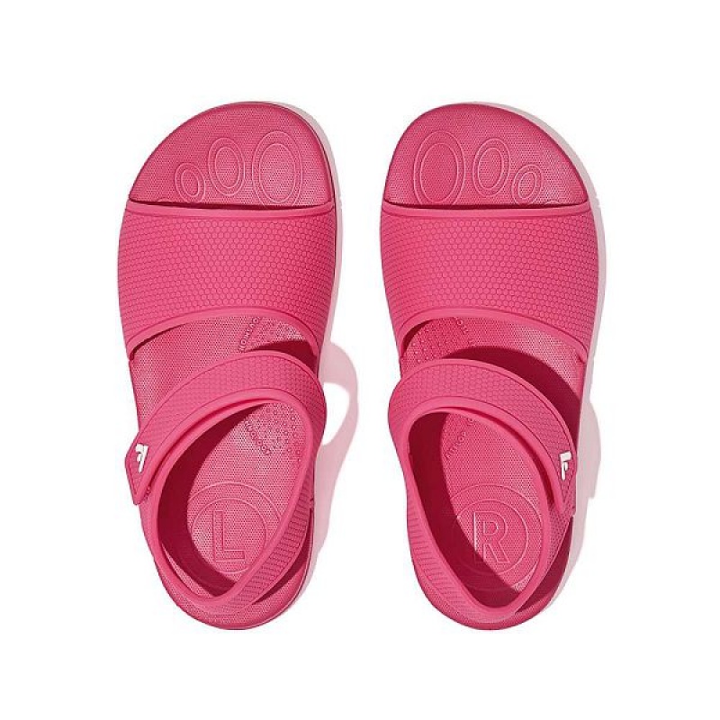 Kids' FitFlop Iqushion Junior Ergonomic Back-Strap Sandals Pink | 061QUTBWX