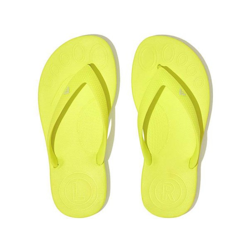 Kids' FitFlop Iqushion Junior Ergonomic Flip Flops Yellow | 805CMOBSH