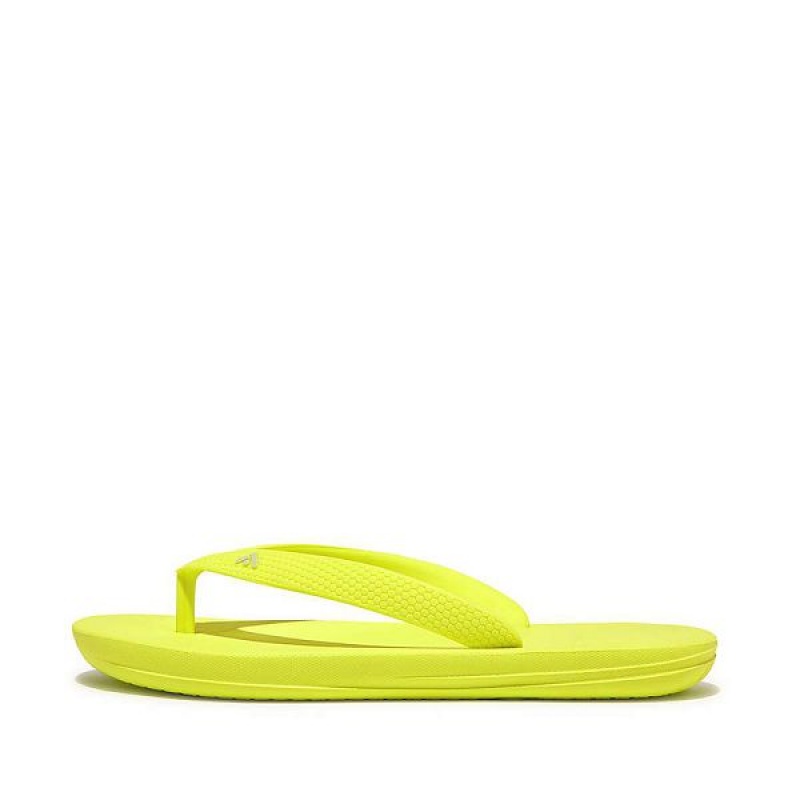 Kids\' FitFlop Iqushion Junior Ergonomic Flip Flops Yellow | 805CMOBSH