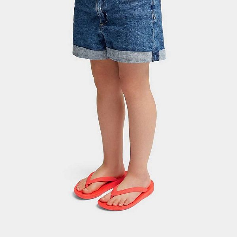 Kids' FitFlop Iqushion Junior Ergonomic Flip Flops Orange | 518FKREQT