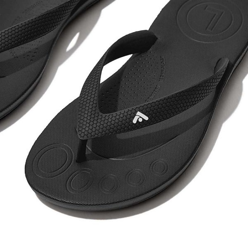 Kids' FitFlop Iqushion Junior Ergonomic Flip Flops Black | 283JUAVGK