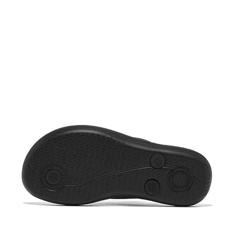 Kids' FitFlop Iqushion Junior Ergonomic Flip Flops Black | 283JUAVGK