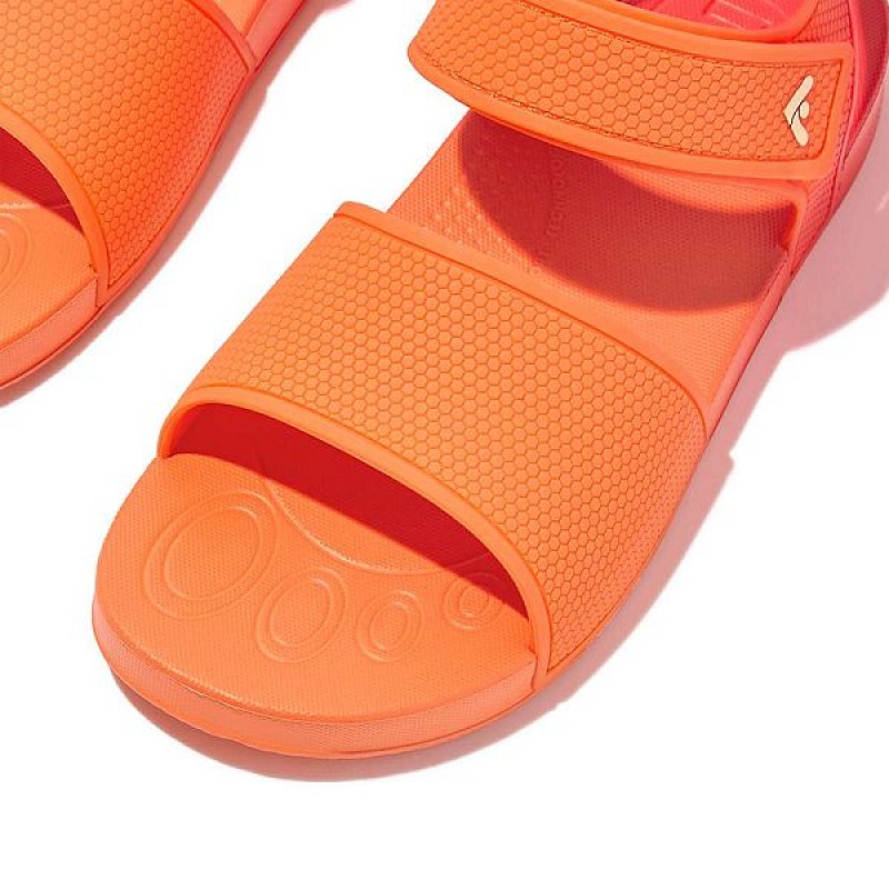 Kids' FitFlop Iqushion Junior Ombre Ergonomic Back-Strap Sandals Red / Coral | 240QVIORH