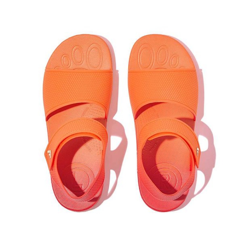 Kids' FitFlop Iqushion Junior Ombre Ergonomic Back-Strap Sandals Red / Coral | 240QVIORH