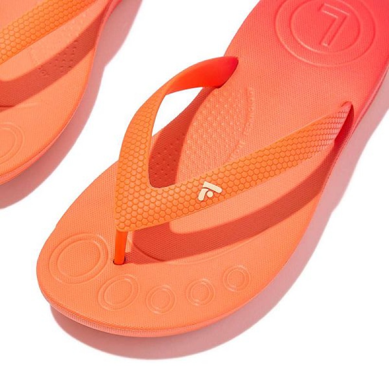 Kids' FitFlop Iqushion Junior Ombre Ergonomic Flip Flops Red / Coral | 634IQFWAV