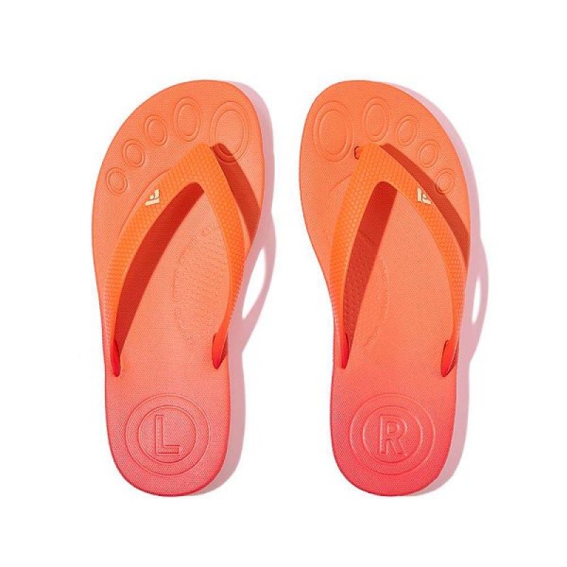 Kids' FitFlop Iqushion Junior Ombre Ergonomic Flip Flops Red / Coral | 634IQFWAV