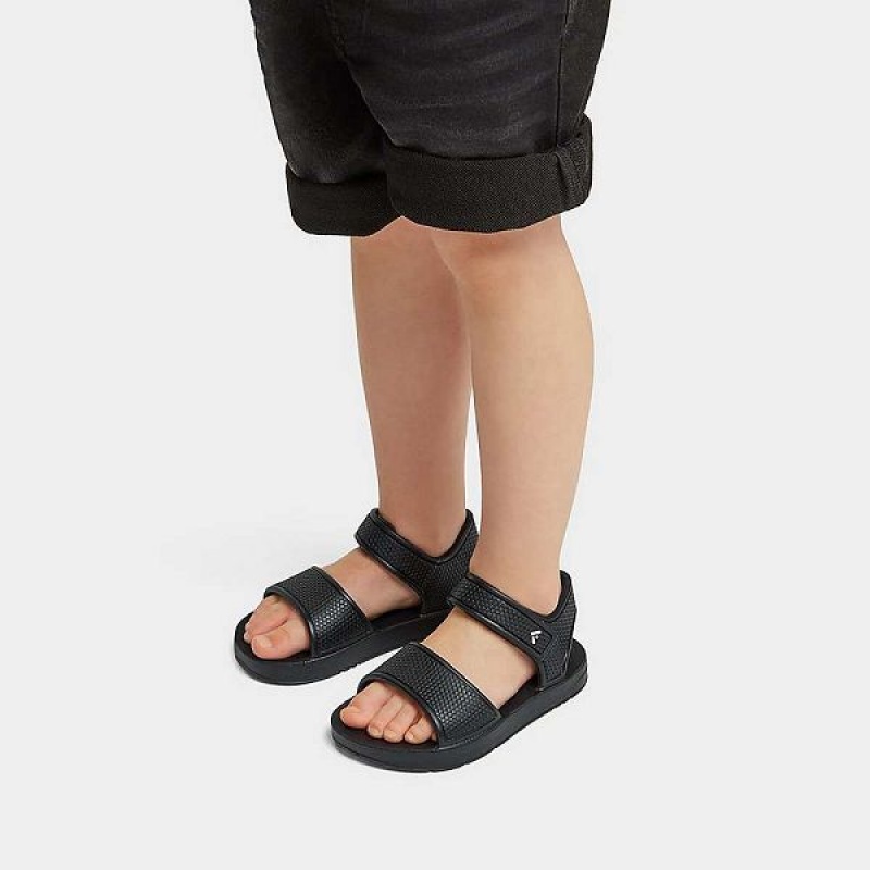 Kids' FitFlop Iqushion Toddler Ergonomic Back-Strap Sandals Black | 245QPCHEX