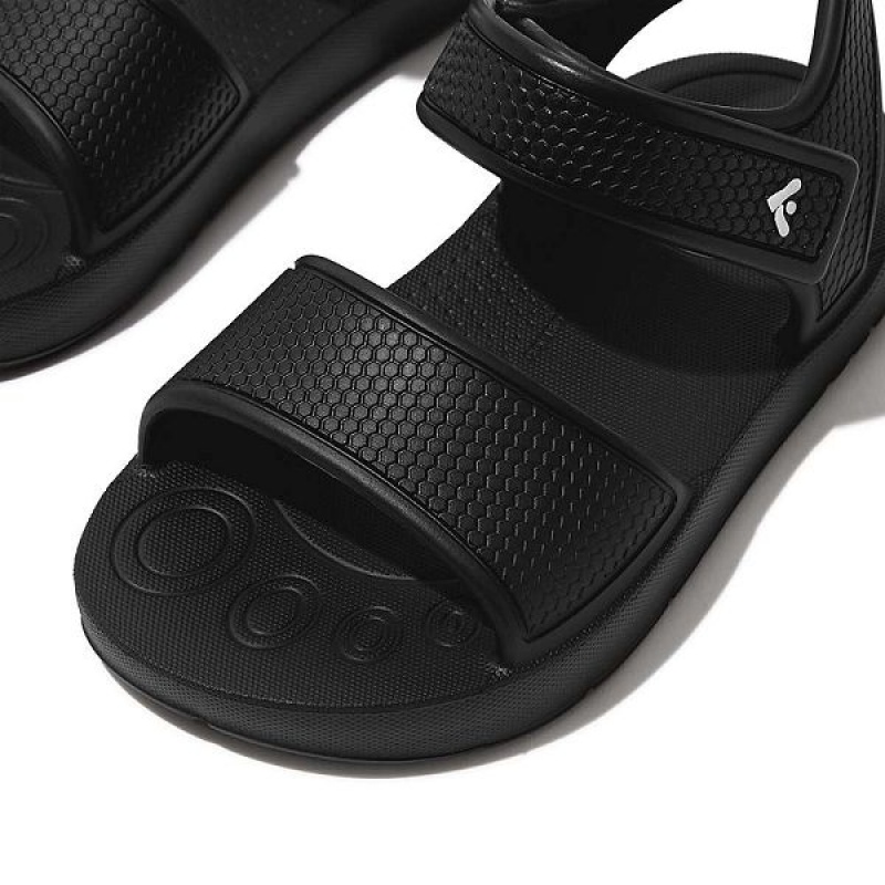 Kids' FitFlop Iqushion Toddler Ergonomic Back-Strap Sandals Black | 245QPCHEX