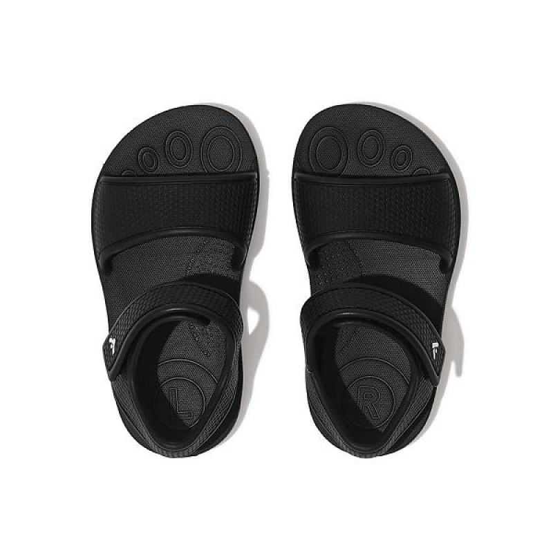 Kids' FitFlop Iqushion Toddler Ergonomic Back-Strap Sandals Black | 245QPCHEX