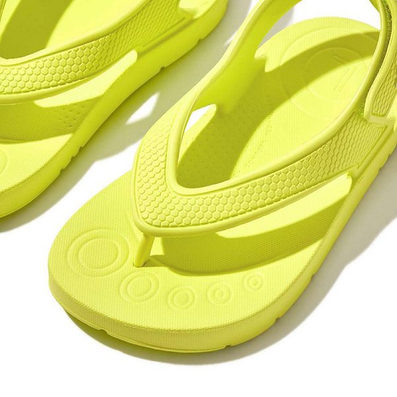 Kids' FitFlop Iqushion Toddler Ergonomic Back-Strap Flip Flops Yellow | 318WYCLHQ