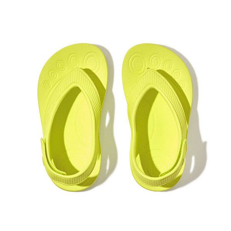 Kids' FitFlop Iqushion Toddler Ergonomic Back-Strap Flip Flops Yellow | 318WYCLHQ