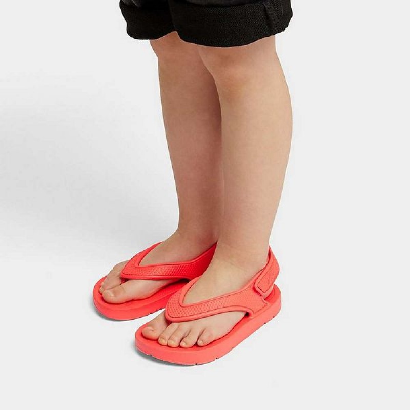 Kids' FitFlop Iqushion Toddler Ergonomic Back-Strap Flip Flops Orange | 640OBCGKH