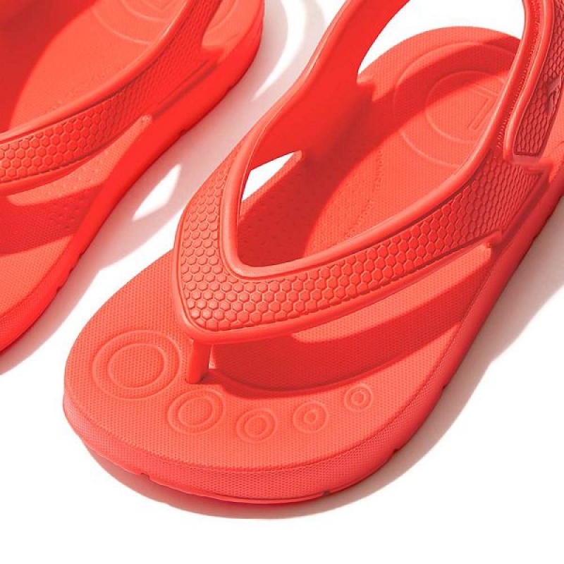 Kids' FitFlop Iqushion Toddler Ergonomic Back-Strap Flip Flops Orange | 640OBCGKH