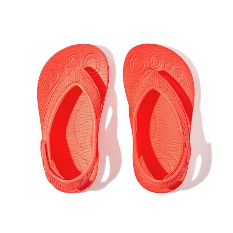 Kids' FitFlop Iqushion Toddler Ergonomic Back-Strap Flip Flops Orange | 640OBCGKH