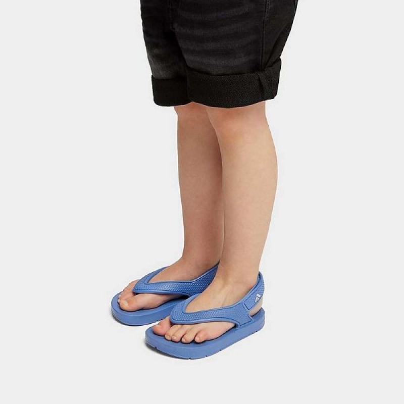 Kids' FitFlop Iqushion Toddler Ergonomic Back-Strap Flip Flops Blue | 982SQCNPK