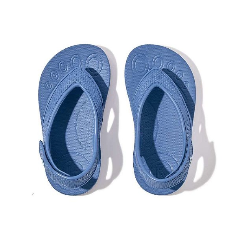 Kids' FitFlop Iqushion Toddler Ergonomic Back-Strap Flip Flops Blue | 982SQCNPK