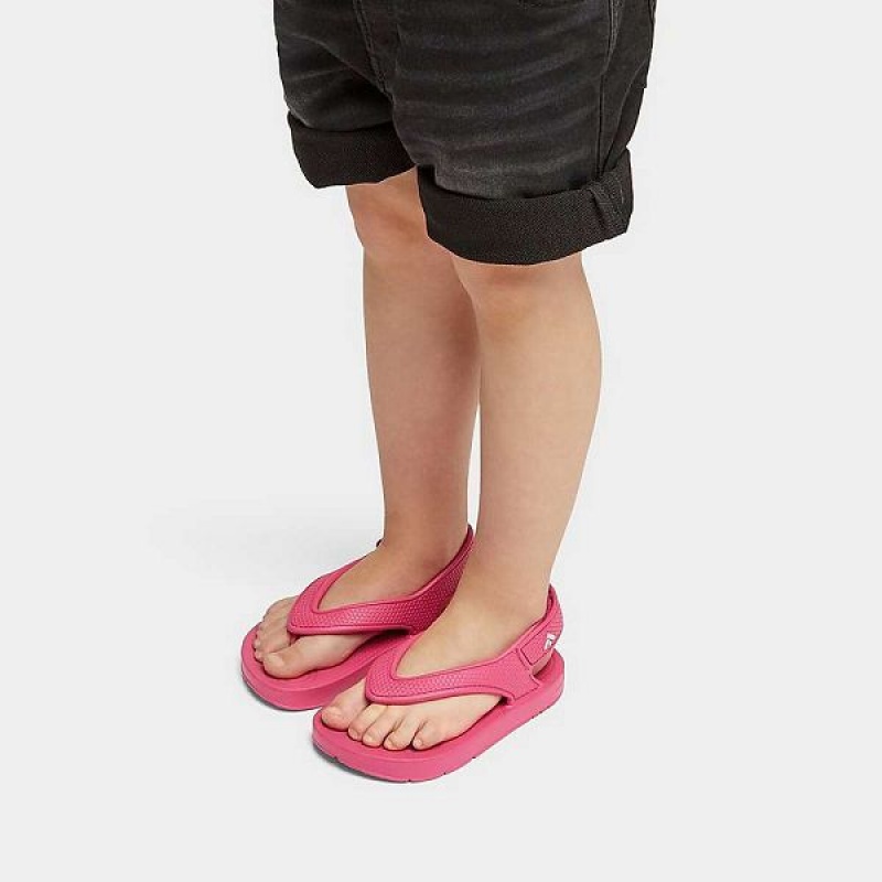 Kids' FitFlop Iqushion Toddler Ergonomic Back-Strap Flip Flops Pink | 587VLSABM