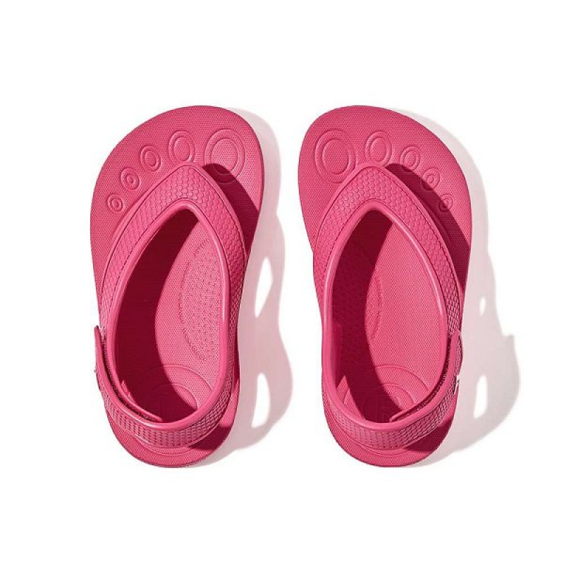 Kids' FitFlop Iqushion Toddler Ergonomic Back-Strap Flip Flops Pink | 587VLSABM