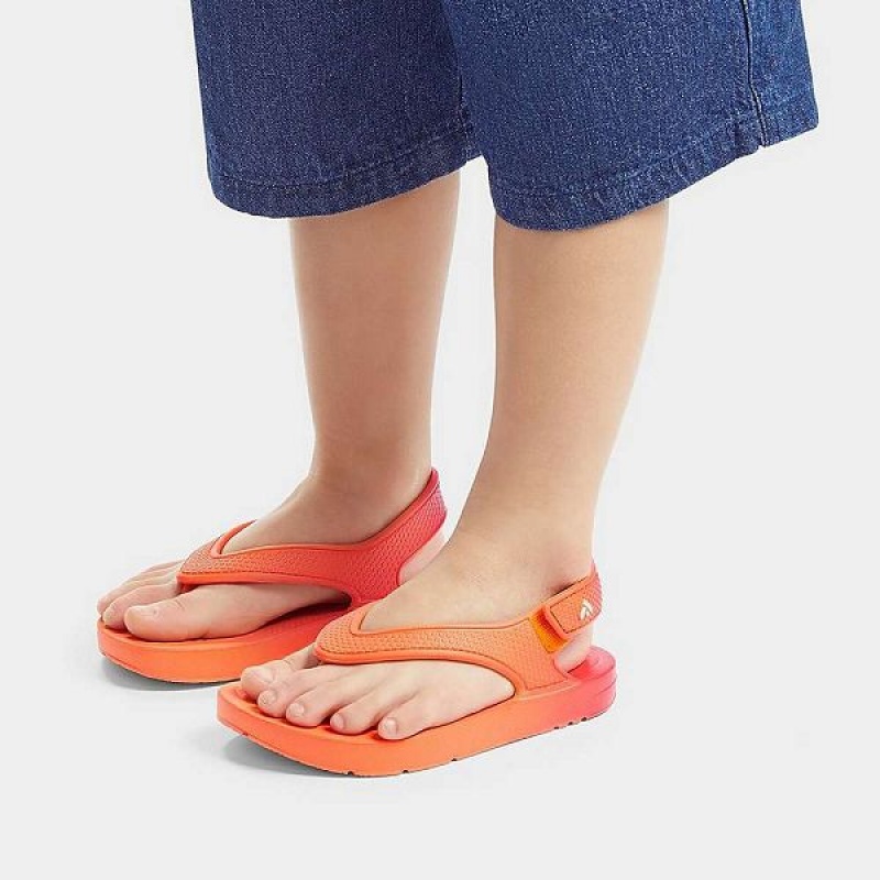 Kids' FitFlop Iqushion Toddler Ombre Ergonomic Back-Strap Flip Flops Red / Coral | 472LVHEUI