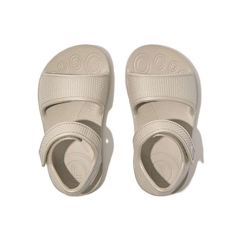 Kids' FitFlop Iqushion Toddler Shimmer Ergonomic Back-Strap Sandals Silver | 803BIFNMG