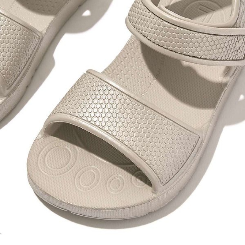 Kids' FitFlop Iqushion Toddler Shimmer Ergonomic Back-Strap Sandals Silver | 803BIFNMG