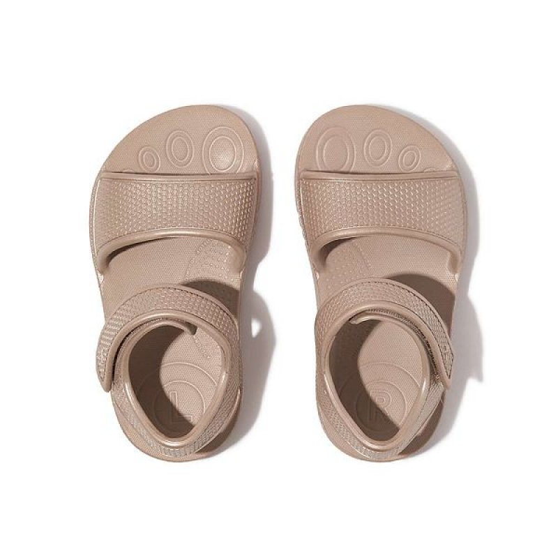 Kids' FitFlop Iqushion Toddler Shimmer Ergonomic Back-Strap Sandals Rose Gold | 103FDVBRN