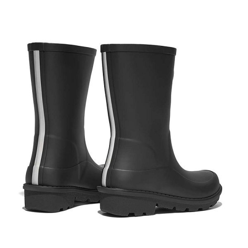 Kids' FitFlop Wonderwelly Junior Ergonomic Wellington Rain Boots Black | 546ZTGFYR