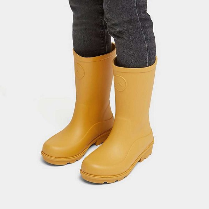 Kids' FitFlop Wonderwelly Junior Ergonomic Wellington Rain Boots Yellow | 940FGUAYI