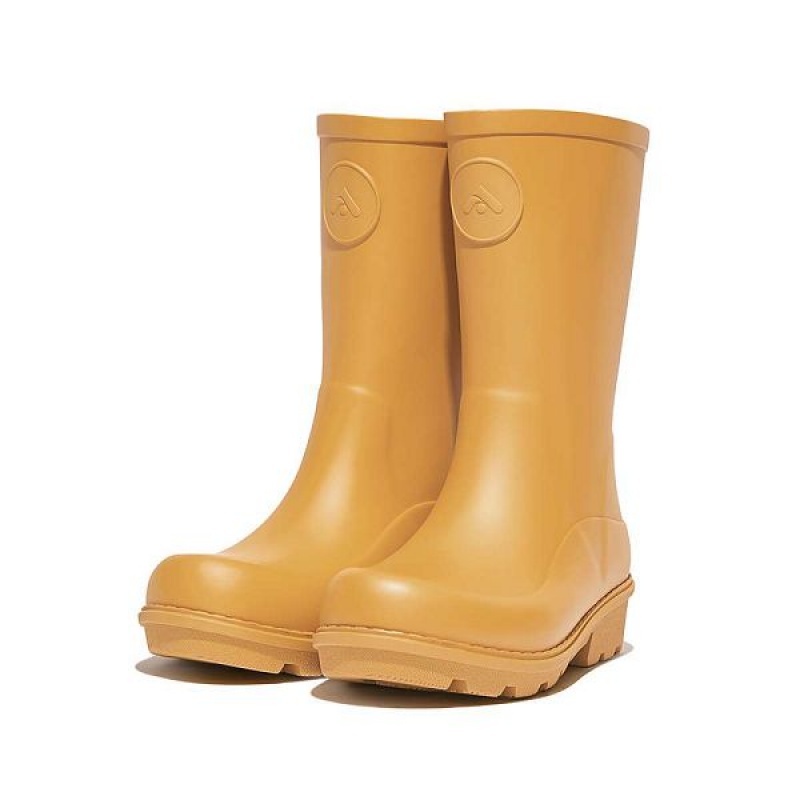 Kids' FitFlop Wonderwelly Junior Ergonomic Wellington Rain Boots Yellow | 940FGUAYI