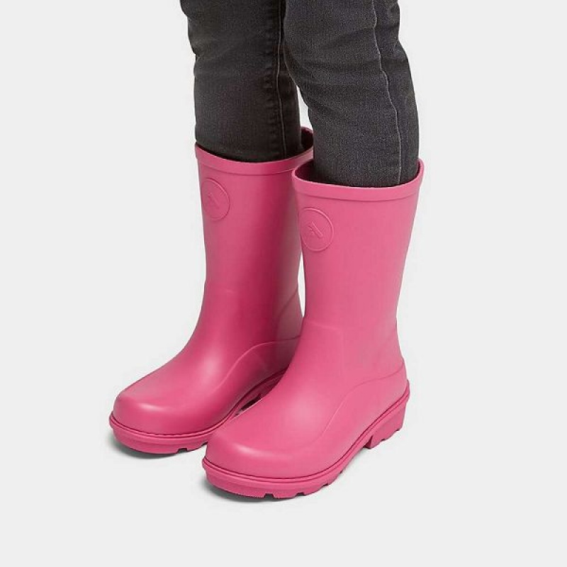 Kids' FitFlop Wonderwelly Junior Ergonomic Wellington Rain Boots Pink | 706RFCASL