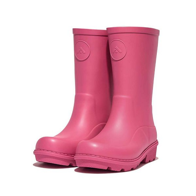 Kids' FitFlop Wonderwelly Junior Ergonomic Wellington Rain Boots Pink | 706RFCASL