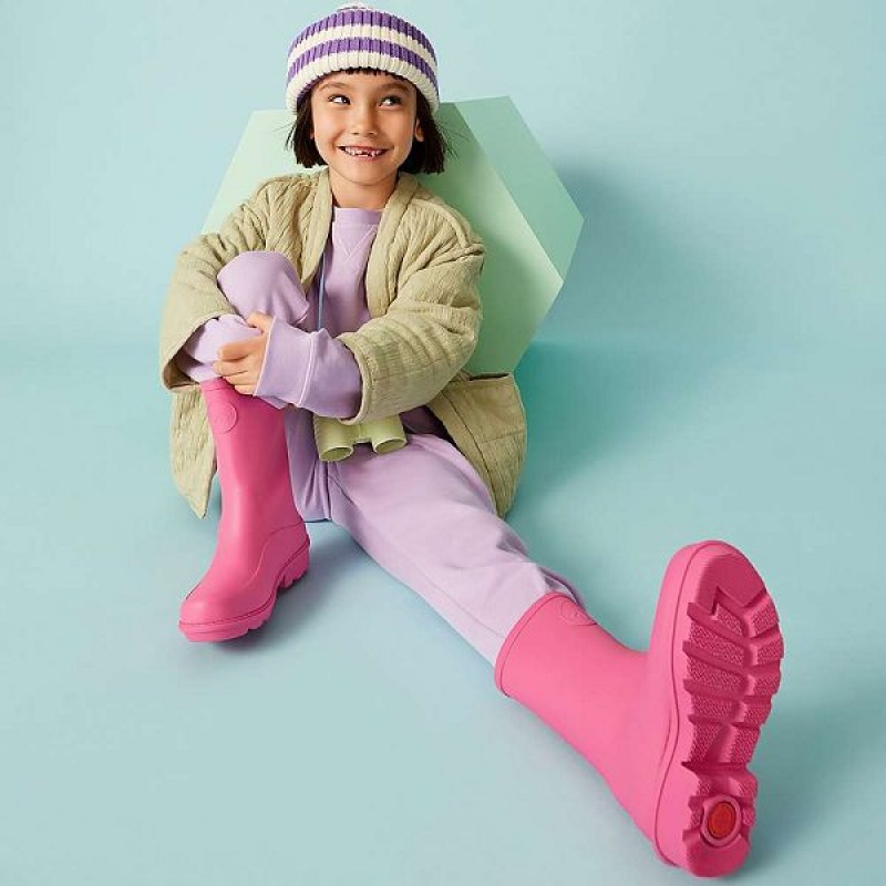 Kids' FitFlop Wonderwelly Junior Ergonomic Wellington Rain Boots Pink | 706RFCASL