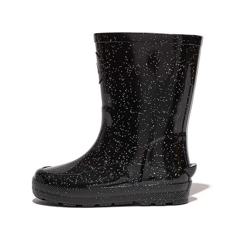 Kids\' FitFlop Wonderwelly Toddler Glitter Ergonomic Rain Boots Black | 901VIDUCF