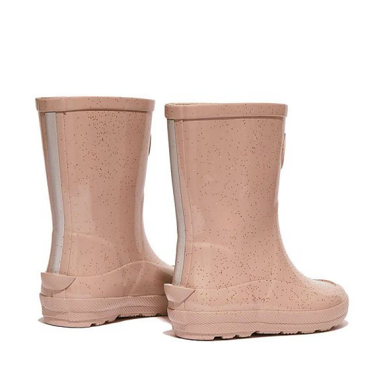 Kids' FitFlop Wonderwelly Toddler Glitter Ergonomic Rain Boots Rose Gold | 519IUAOKX