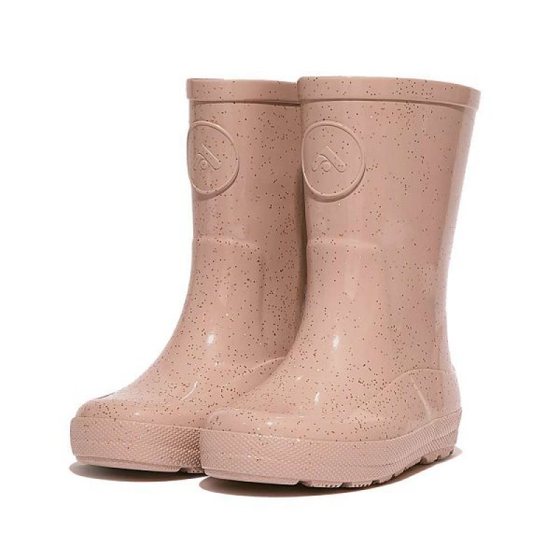 Kids' FitFlop Wonderwelly Toddler Glitter Ergonomic Rain Boots Rose Gold | 519IUAOKX