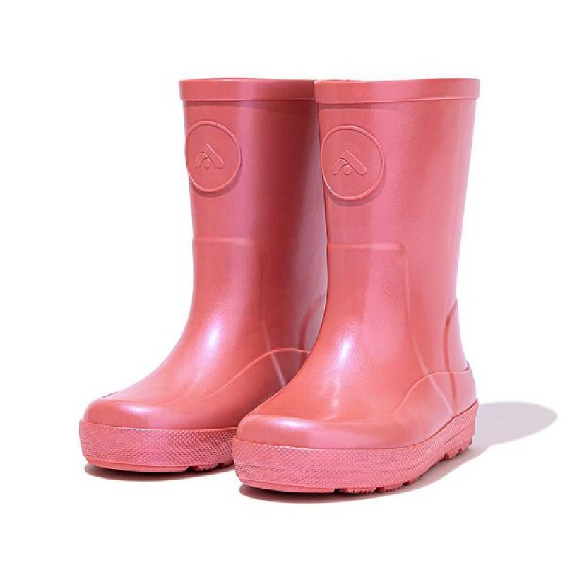 Kids' FitFlop Wonderwelly Toddler Pearlized Ergonomic Waterproof Wellington Rain Boots Coral | 729HWYKUJ