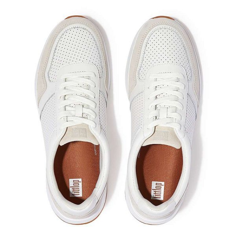 Men's FitFlop Anatomiflex Leather-Mix Sneakers White | 692HNOSZU