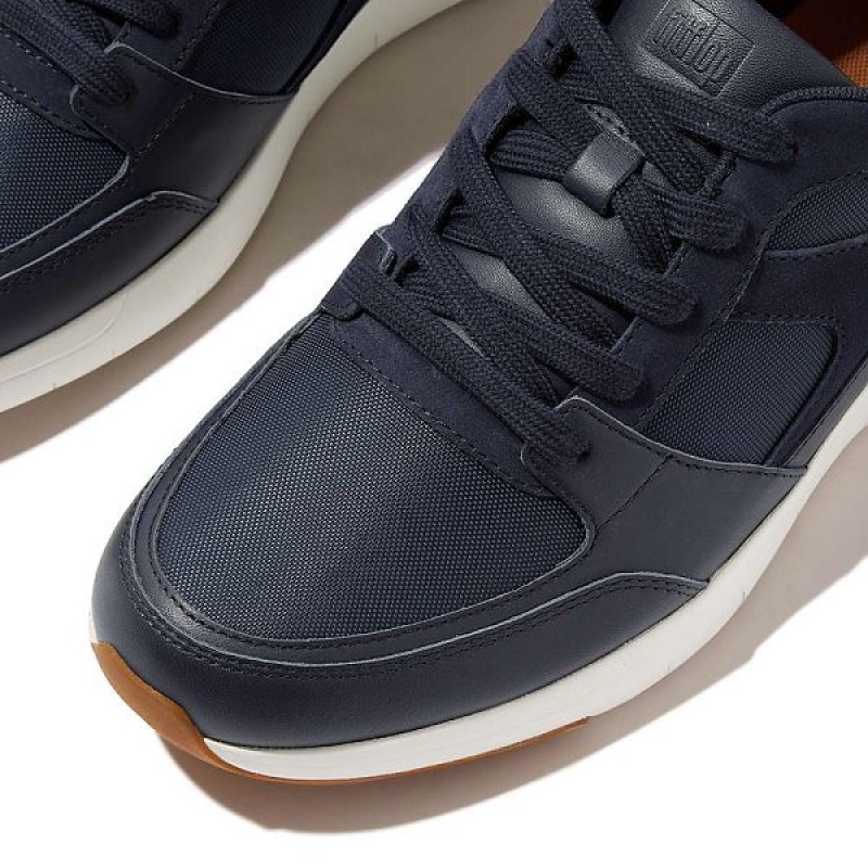 Men's FitFlop Anatomiflex Material Mix Panel Sneakers Navy | 950KBEXAM