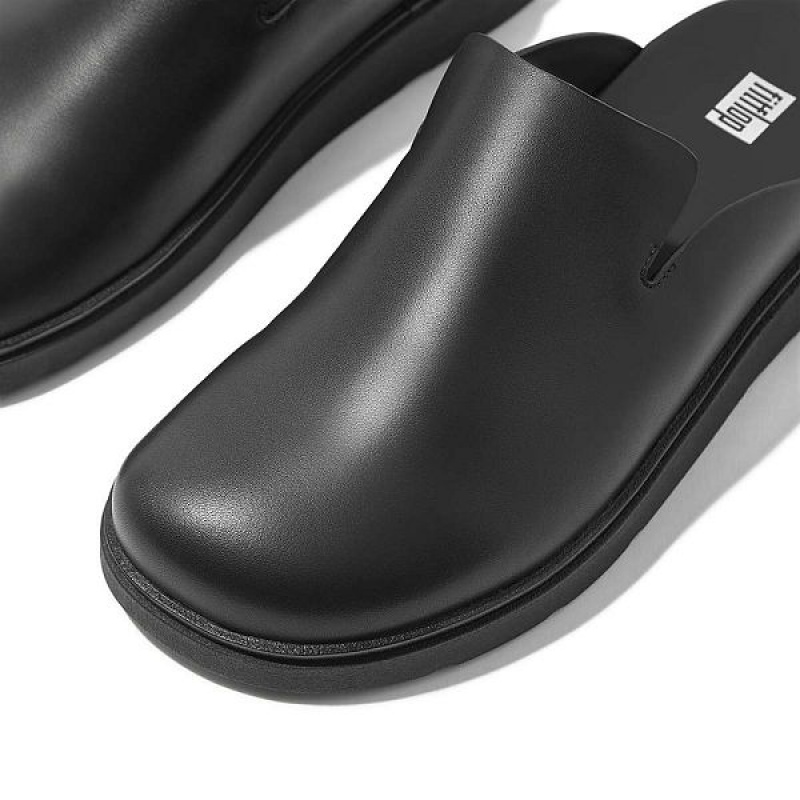 Men's FitFlop Gen-Ff Leather Mules Black | 675UBWRHF