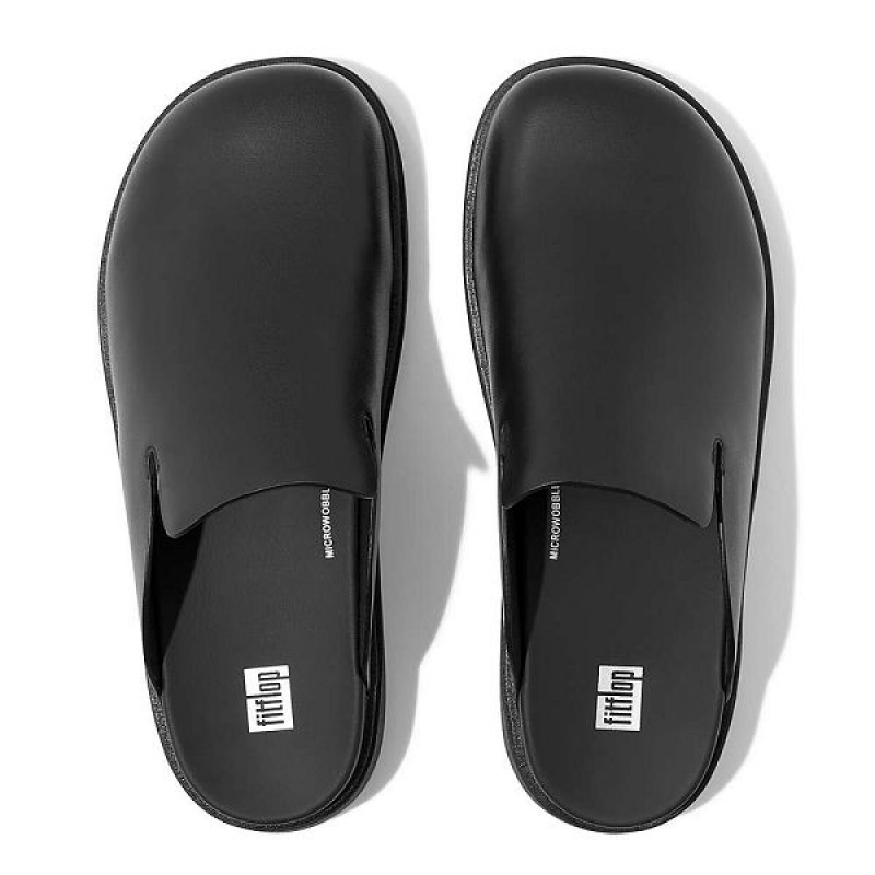 Men's FitFlop Gen-Ff Leather Mules Black | 675UBWRHF